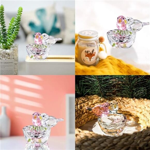 Crystal Bird Figurine Collectible Art Glass Animal Figurines Table Home Decor - Picture 3 of 6